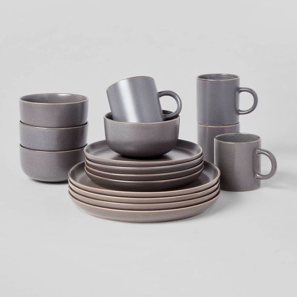 Threshold Dining 6pc Stoneware Tilley Dinnerware Set Gray Threshold